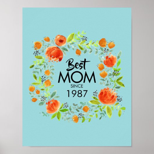 Beste Mama Seit dem Blumenstrauß-Zeichen Poster (Vorne)