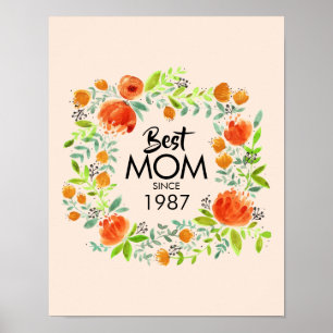 Beste Mama Seit dem Blumenstrauß-Zeichen Poster