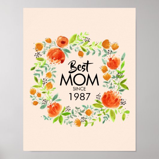 Beste Mama Seit dem Blumenstrauß-Zeichen Poster (Vorne)