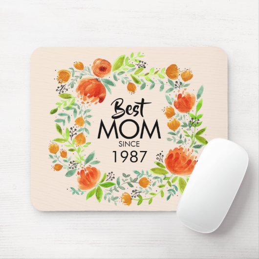 Beste Mama seit Wasserfarben Blumenmousepad Mousepad (Mit Mouse)