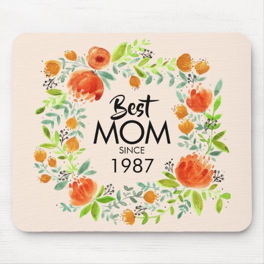 Beste Mama seit Wasserfarben Blumenmousepad Mousepad (Vorne)