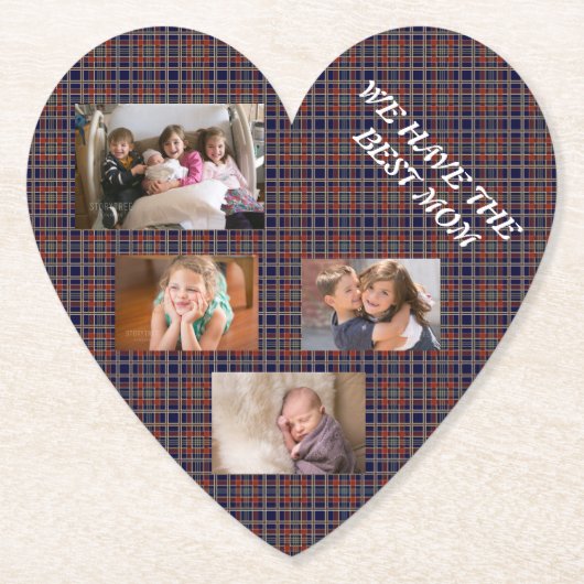 Beste Mama Tartan Kariert Freestyle White Schrifta Untersetzer (Vorderseite)