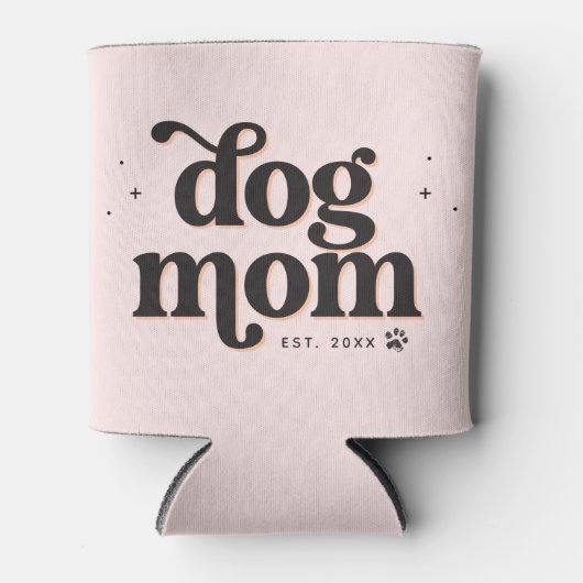 Beste Mama Trendy Retro Typografie und Pawprint Dosenkühler (Vorderseite)