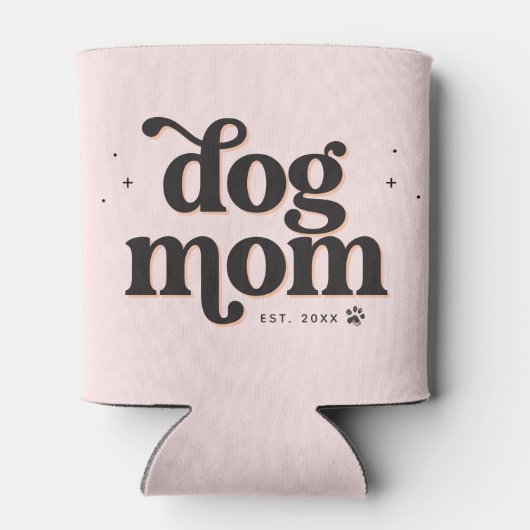 Beste Mama Trendy Retro Typografie und Pawprint Dosenkühler (Rückseite)
