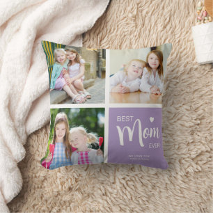 Beste Mama überhaupt Foto-Collage Lila Kissen