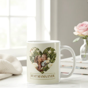 Beste Mama überhaupt, individuelles Herz-Foto auf  Kaffeetasse