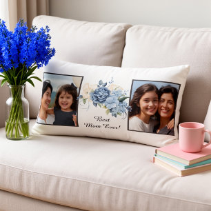 Beste Mama überhaupt Personalisiert 2 Fotos Floral Lendenkissen