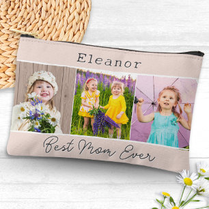 Beste Mama überhaupt Rosa 3 Fotos Monogrammiert Zubehörtasche