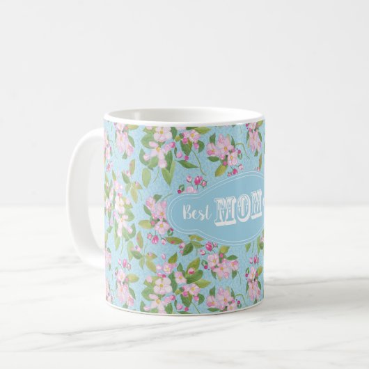 Beste Mama-überhaupt Rosa-Apple-Blüte mit Blumen Kaffeetasse (Vorderseite Links)