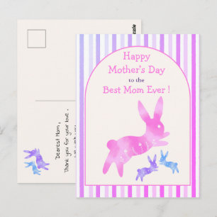 Beste Mama überhaupt Süßer Hase Rosa Benutzerdefin Postkarte