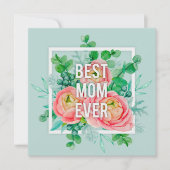 Beste Mama überhaupt Wasserfarben-Blumen Grün & Ro Karte (Vorderseite)