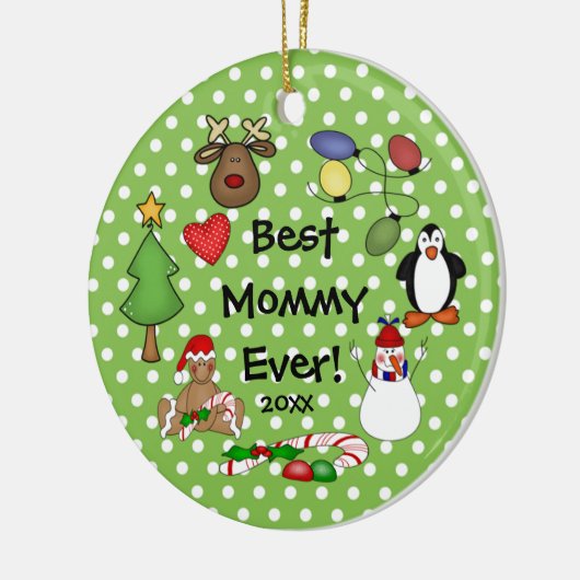 Beste Mama-überhaupt Weihnachtsverzierung Keramikornament (Links)