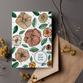 Beste Mama Vintage Aquarell- und Tinte-Blume Feiertagskarte