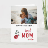 Beste Mama Wasserfarbene Rose Blumenmutter Foto Karte (Vorderseite)