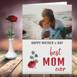 Beste Mama Wasserfarbene Rose Blumenmutter Foto Karte