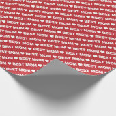 Beste Mama Weiß auf Dunkelrot Geschenkpapier (Ecke)