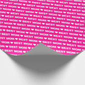 Beste Mama Weiß auf Hot Pink Wrapping Paper Geschenkpapier (Ecke)