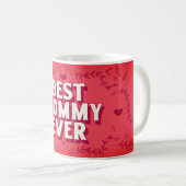 Beste Mami Aller Roter Schriftrollen-Herzen Mutter Kaffeetasse (VorderseiteRechts)