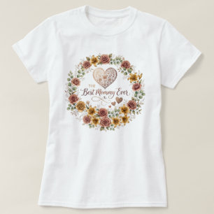 Beste Mami Aller Zeiten Floraler Kranz Grafik T-Shirt