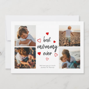 Beste Mami Süße Rote Herz-Typografie-Fotocollage Karte