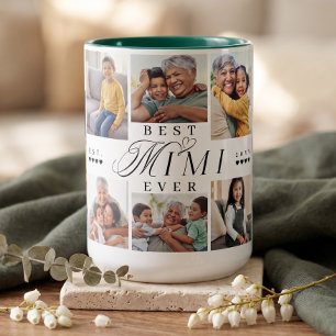 Beste Mimi Aller Personalisiertes 8-Foto-Collage-G Zweifarbige Tasse