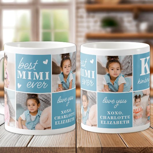 Beste MIMI je Custom 7 Foto Collage Großmutter Kaffeetasse