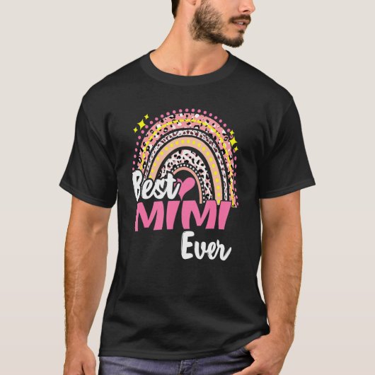 Beste Mimi je Funny Pink Leopard Regenbogenmütter T-Shirt (Vorderseite)