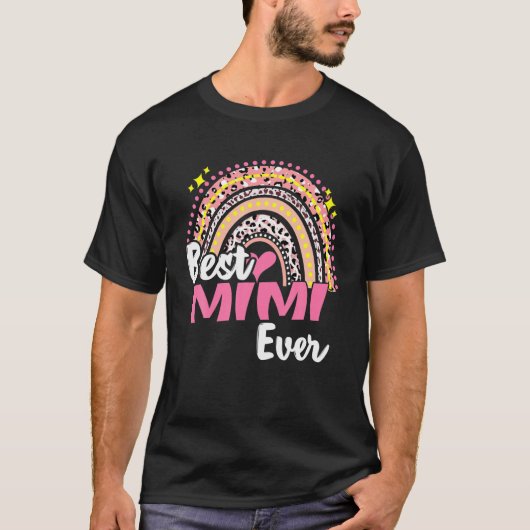Beste Mimi je Funny Pink Leopard Regenbogenmütter T-Shirt (Vorderseite)