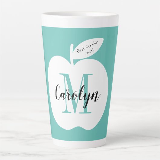 Beste mit Monogramm Latte-Tasse mit Apfellogo Milchtasse (Vorderseite)