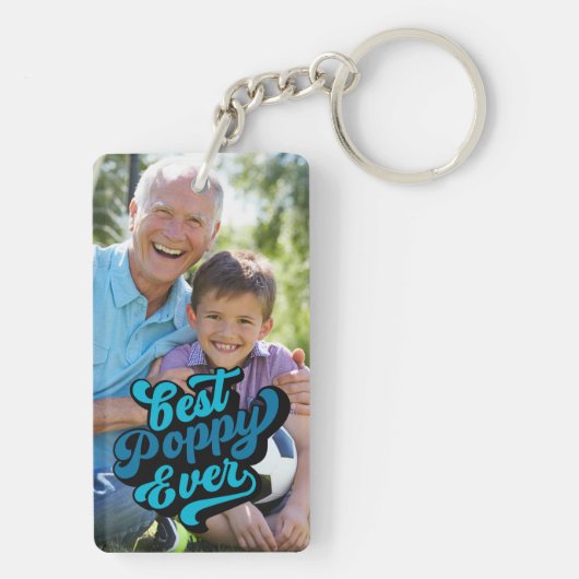 Beste Mohnblume je | Opa-Foto Schlüsselanhänger (Rückseite)