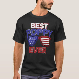 Beste Mohnblume je US-Flagge Grandpa-Vatertag Gesc T-Shirt