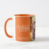 Beste Mommy je Orange Personalisiert zwei Fotos Tasse (Links)