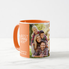 Beste Mommy je Orange Personalisiert zwei Fotos Tasse