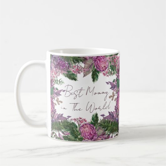 Beste Mommy Lila Blume Personalisiert Kaffeetasse (Links)