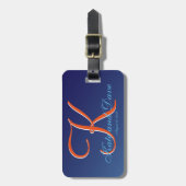 Beste Monogram Sapphire Blue Cool Luggage Tag Gepäckanhänger (Vorderseite vertikal)