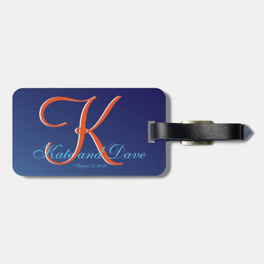Beste Monogram Sapphire Blue Cool Luggage Tag Gepäckanhänger (Rückseite horizontal)