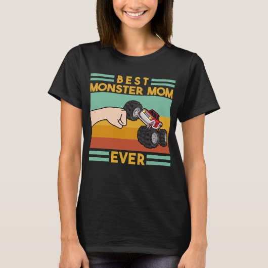 Beste Monster-Mama je Retro-Vintag T-Shirt (Vorderseite)