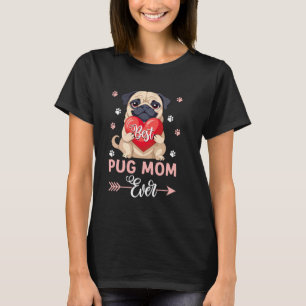 Beste Mops Mama je Heart Liebe Welpe Hund Mops Mam T-Shirt