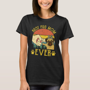Beste Mops Mama je Vintag Mutter Mops Leopard T-Shirt