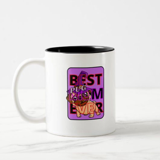 Beste Mops Mama je Zweifarbige Tasse (Links)