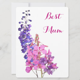 Beste Mum hübsch rosa lila Liebe Spaß Feiertagskarte
