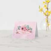 Beste Mum je rosa Blumengrün Karte (Gelbe Blume)