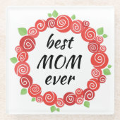 Beste Mutter aller rote Rosen Kranz-Frühjahr niedl Glasuntersetzer (Vorderseite)