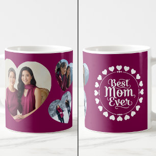Beste Mutter Aller Zeiten 3-Herz-Foto-Collage-Ande Kaffeetasse