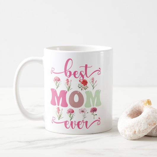 Beste Mutter aller Zeiten, blumige Tasse für Mama (Mit Donut)