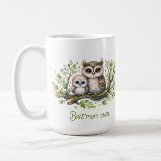 Beste-Mutter-aller-Zeiten-Eulen-Illustration Kaffeetasse (Links)
