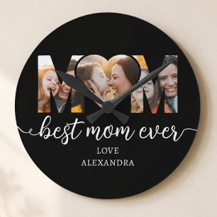 Beste Mutter Aller Zeiten Foto Collage Geschenk fü Runde Wanduhr