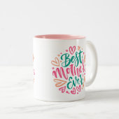 Beste Mutter aller Zeiten in Grün und Rosa Zweifarbige Tasse (VorderseiteRechts)