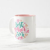 Beste Mutter aller Zeiten in Grün und Rosa Zweifarbige Tasse (Vorderseite Links)