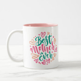 Beste Mutter aller Zeiten in Grün und Rosa Zweifarbige Tasse